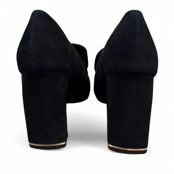 New Never Worn Women's Kenneth Cole Black Nova Suede Heel Loafer Size 8.5 Tassel - Picture 4 of 6